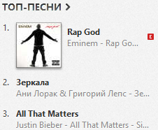 Eminem - Rap God #1 в iTunes (Россия)